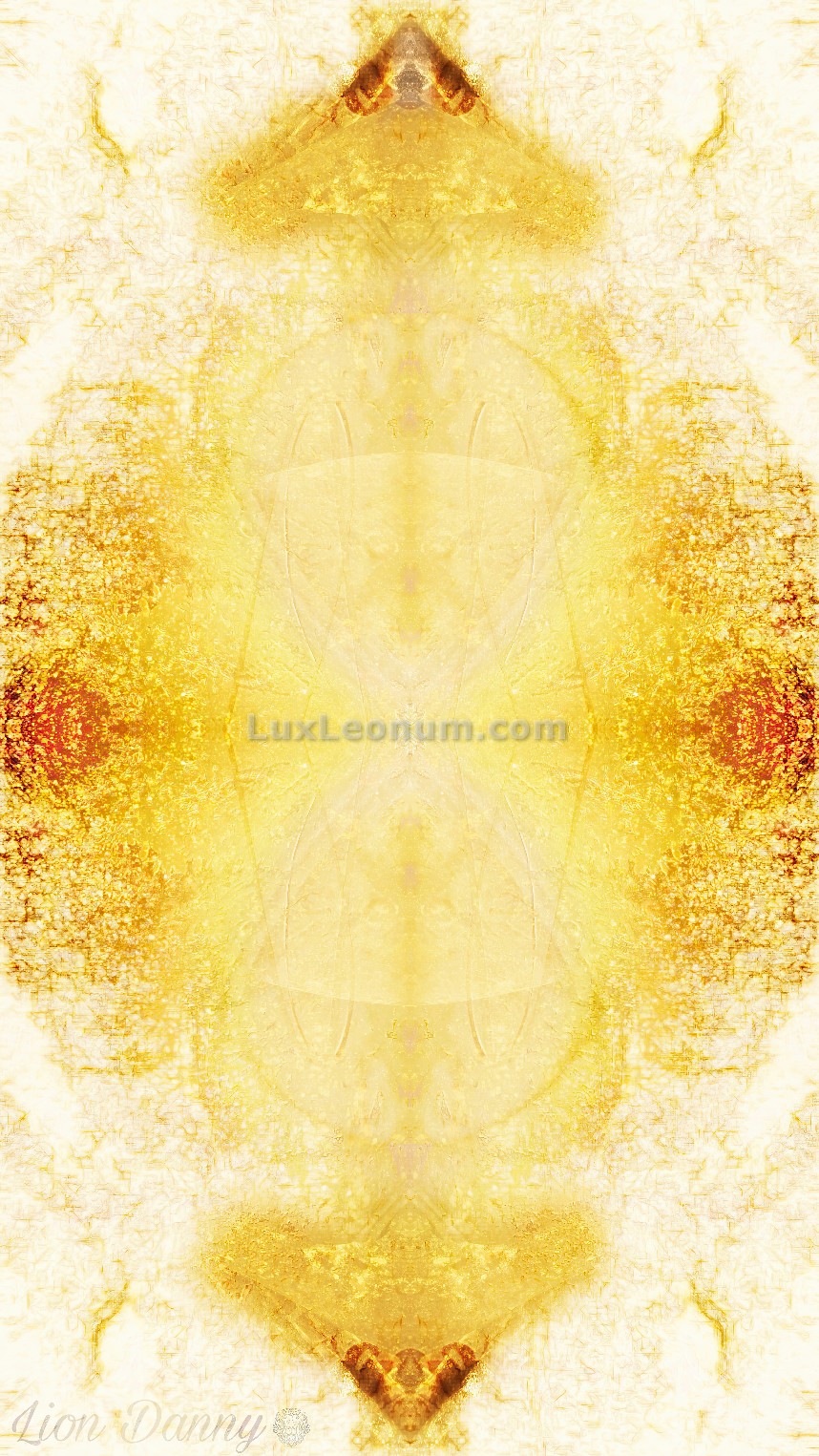 abstract artwork of a golden hour-glass that is made by many golden particles inside of a celestial space - Original Artwork by Lux Leonum