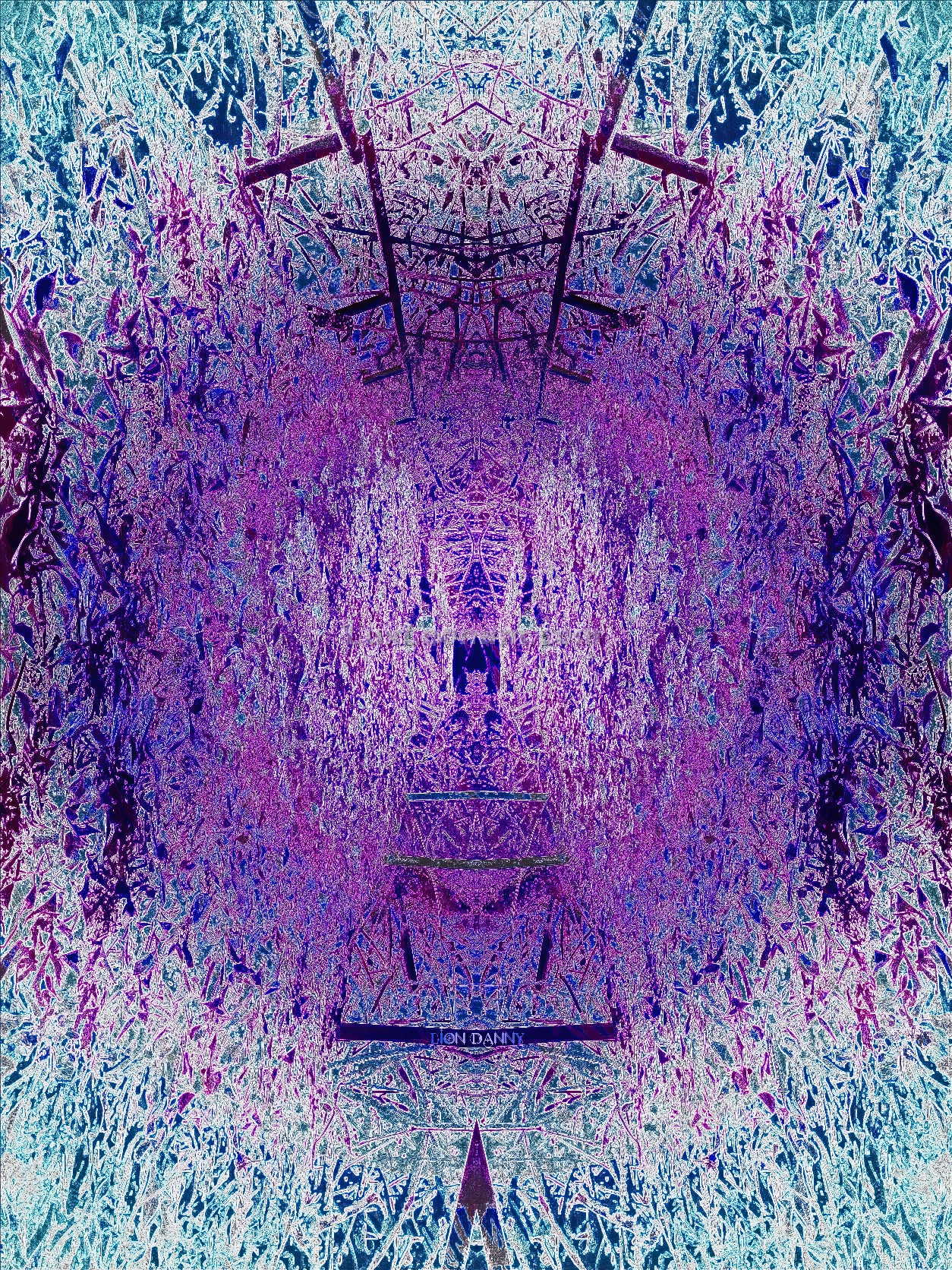 abstract artwork of a throne made of amethyst rocks, flowing from within a geode in deep purple colors that turn cyan-blue on its outside Original Artwork by Lux Leonum